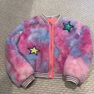 Little Girl's Tie-Dye Faux Fur Bomber Jacket